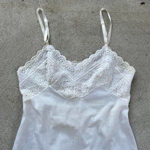 Women's White and Cream Dress Vintage White Lace Slip Dress
